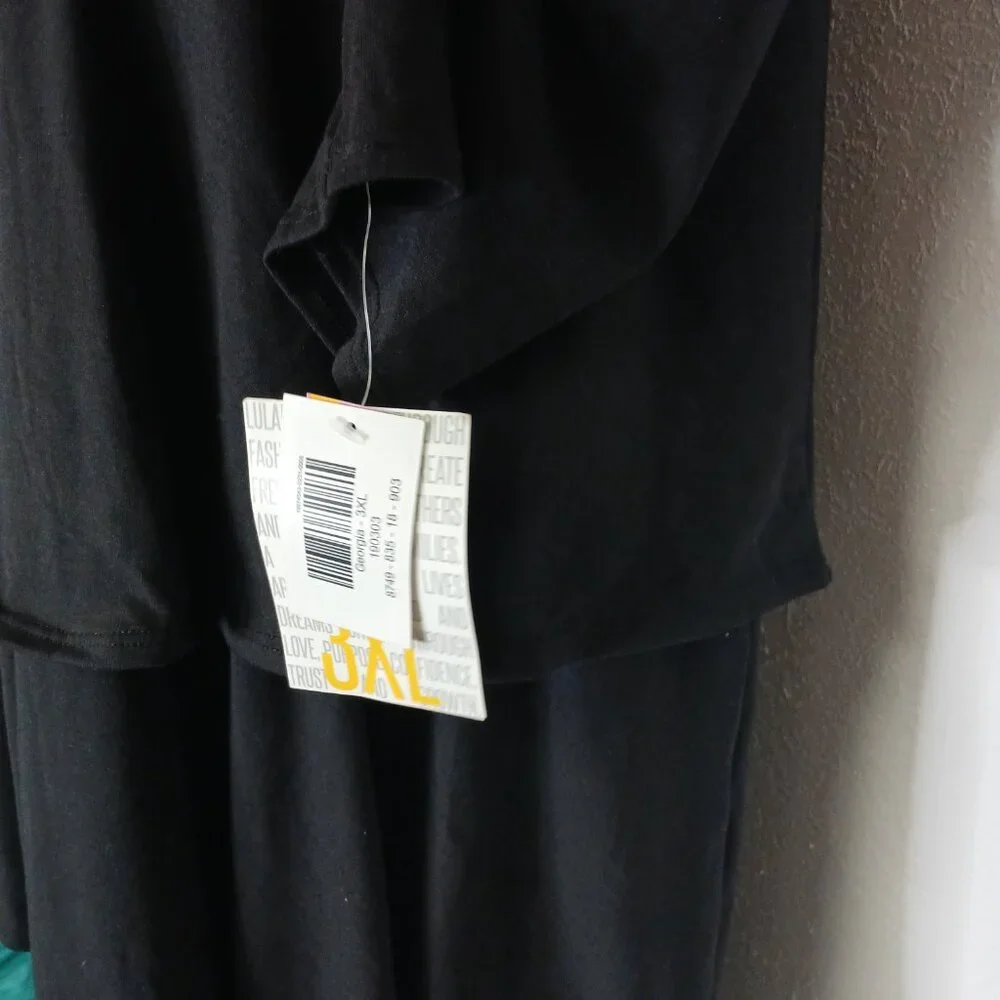 NWT LuLaRoe Georgia Black 3 tier ruffle mid length dress long sleeve size 3X - Picture 8 of 9